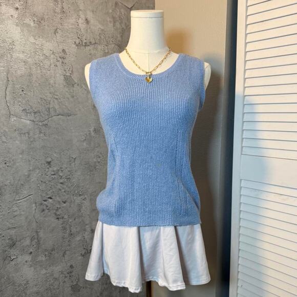 Preppy Baby Blue Knit Vest - Picture 1 of 7